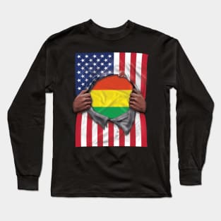 Bolivia Flag American Flag Ripped - Gift for Bolivian From Bolivia Long Sleeve T-Shirt